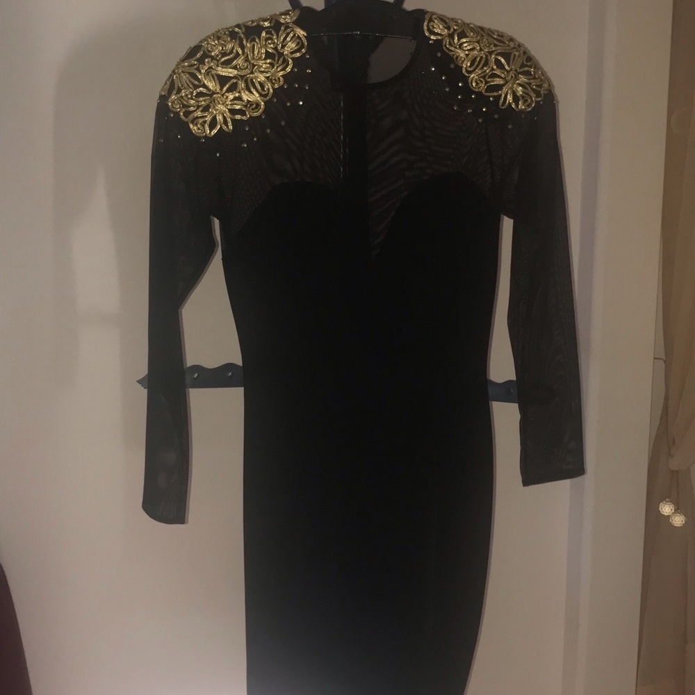 Black and Gold Embroided Dress